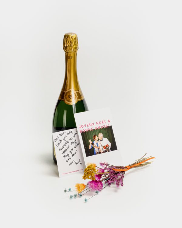 FOUFOU Champagne Grußkarte und Mini-Bouquet Weihnachten